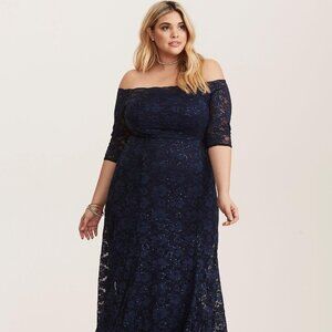 Navy Torrid 22W formal lace & sequin special occasion dress